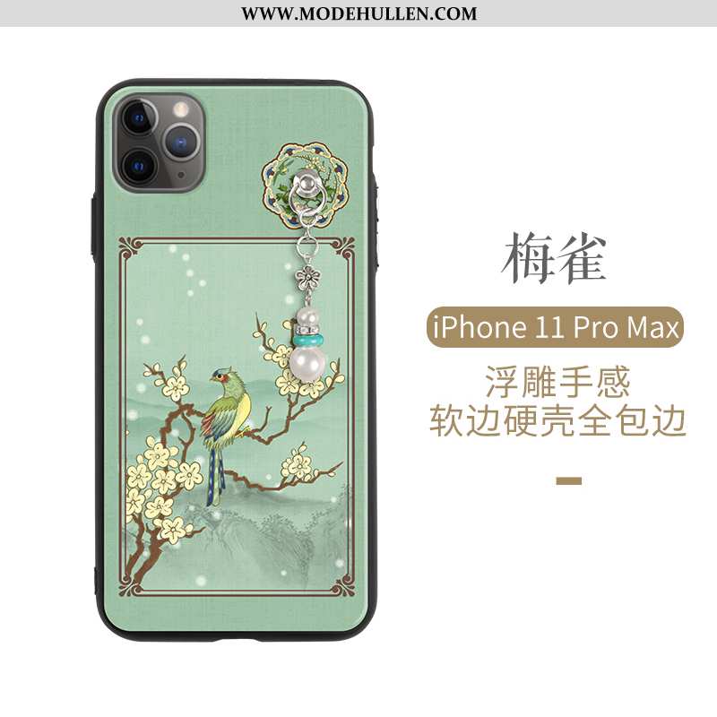 Hülle iPhone 11 Pro Dünne Silikon Super Handy Alles Inklusive Chinesische Art Grün
