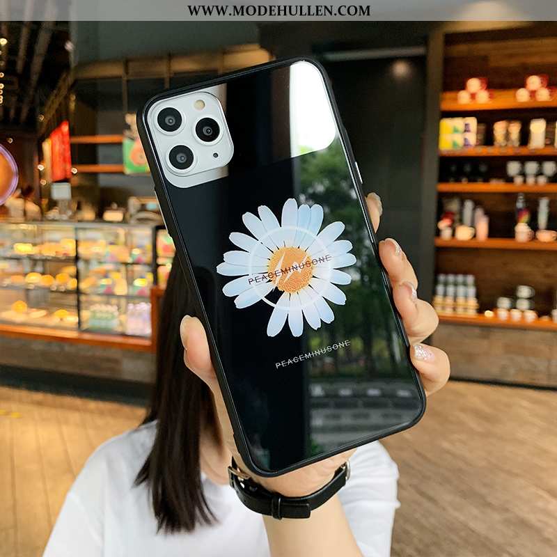 Hülle iPhone 11 Pro Glas Chrysanthemes Case Schwarz Schwer Netto Rot