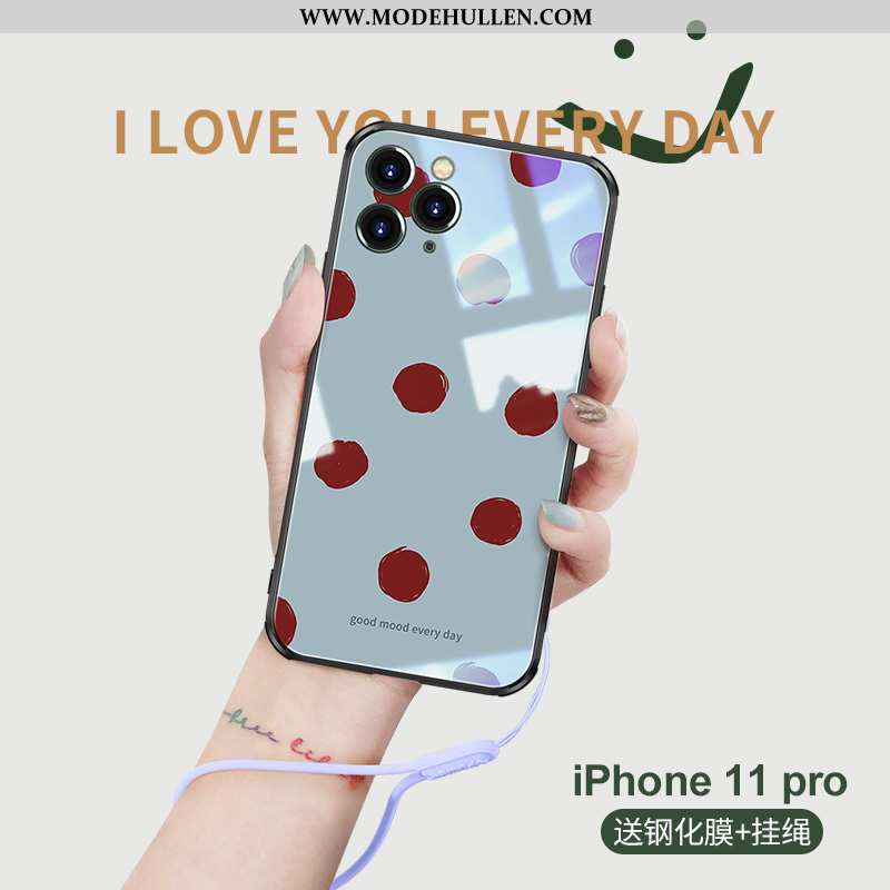 Hülle iPhone 11 Pro Glas Persönlichkeit Kreativ Blau Pulver Rot Neu