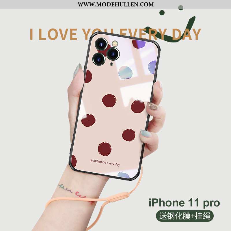 Hülle iPhone 11 Pro Glas Persönlichkeit Kreativ Blau Pulver Rot Neu