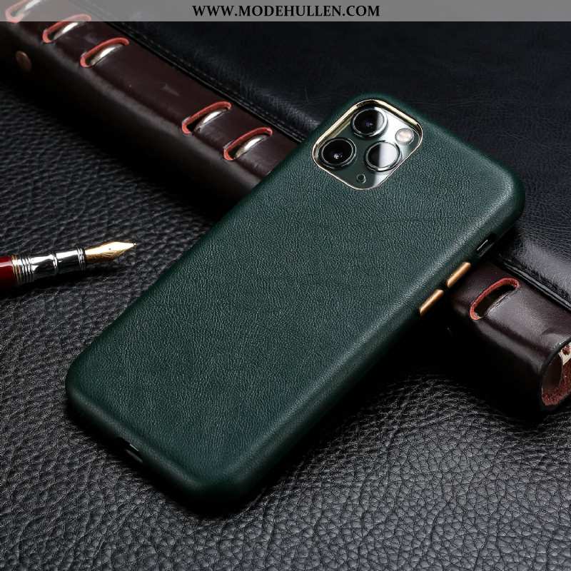 Hülle iPhone 11 Pro Leder Muster Echt Leder Kuh Einfach Case Braun