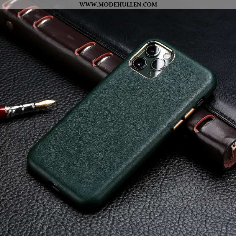 Hülle iPhone 11 Pro Leder Muster Echt Leder Kuh Einfach Case Braun