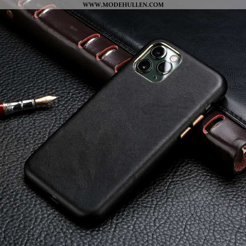 Hülle iPhone 11 Pro Leder Muster Echt Leder Kuh Einfach Case Braun