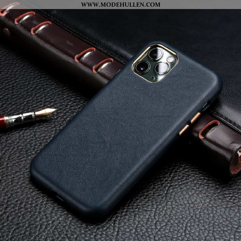 Hülle iPhone 11 Pro Leder Muster Echt Leder Kuh Einfach Case Braun