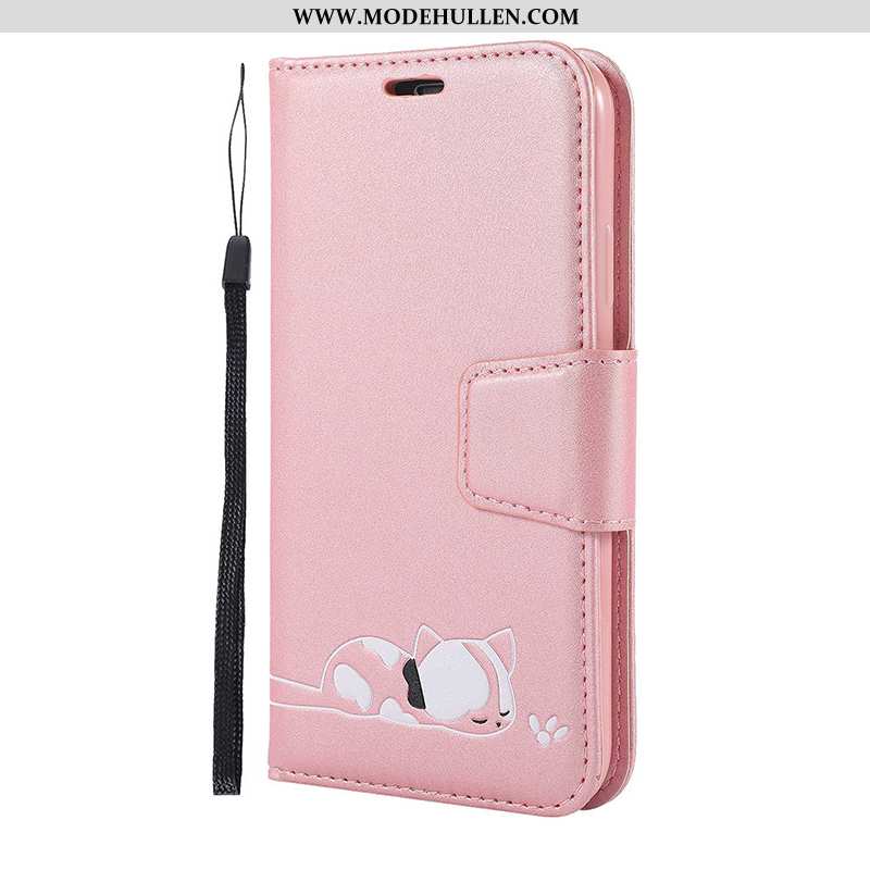 Hülle iPhone 11 Pro Lederhülle Karikatur Folio Rosa Handy