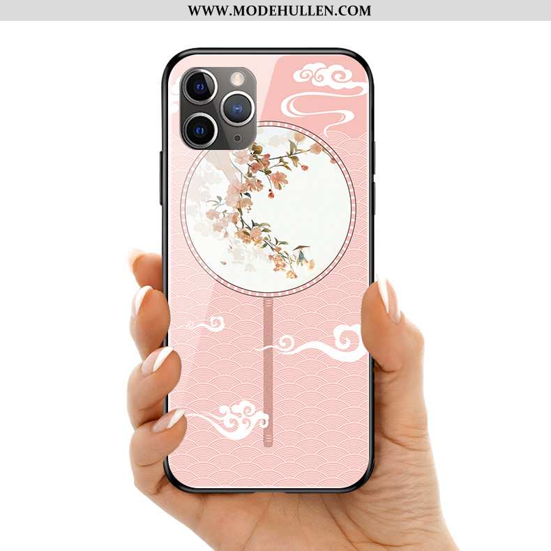 Hülle iPhone 11 Pro Max Glas Silikon Kunst Schutz Rosa Palast