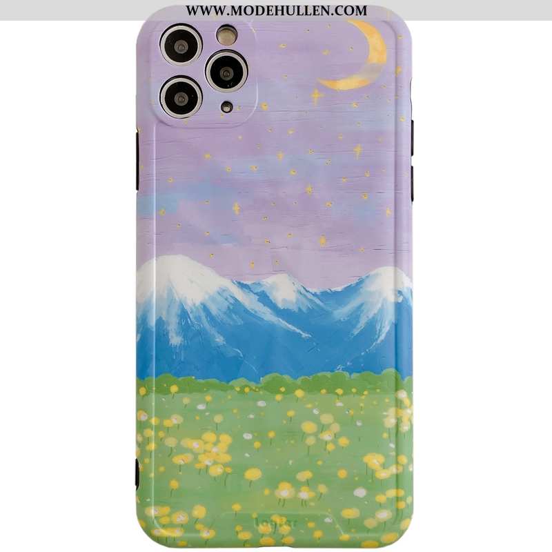 Hülle iPhone 11 Pro Max Kreativ Silikon Schutz Persönlichkeit Einfassung Kunst Wind Lila