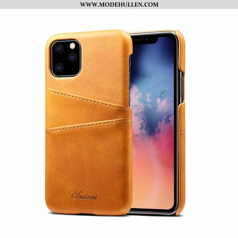 Hülle iPhone 11 Pro Max Leder Trend Case Super Karte Nubuck Business Braun