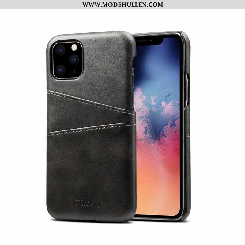 Hülle iPhone 11 Pro Max Leder Trend Case Super Karte Nubuck Business Braun