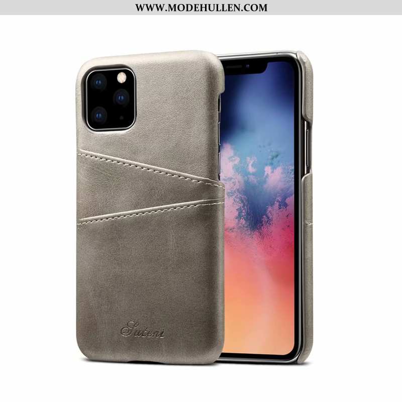 Hülle iPhone 11 Pro Max Leder Trend Case Super Karte Nubuck Business Braun