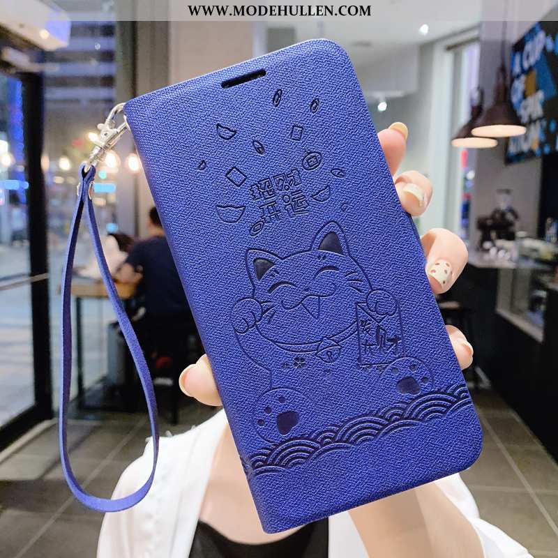 Hülle iPhone 11 Pro Max Lederhülle Persönlichkeit Case Neu Blau Einfach Anti-sturz