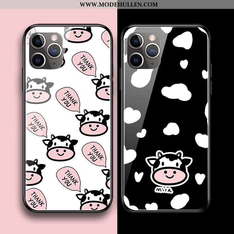 Hülle iPhone 11 Pro Max Original Silikon Glas Nette Karikatur Handy Schutz Schwarz