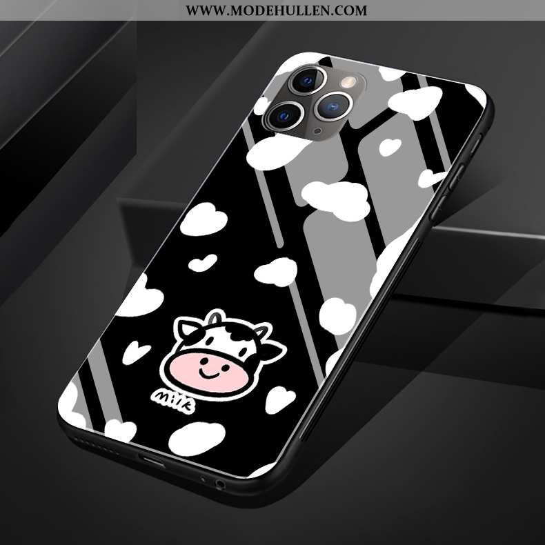 Hülle iPhone 11 Pro Max Original Silikon Glas Nette Karikatur Handy Schutz Schwarz