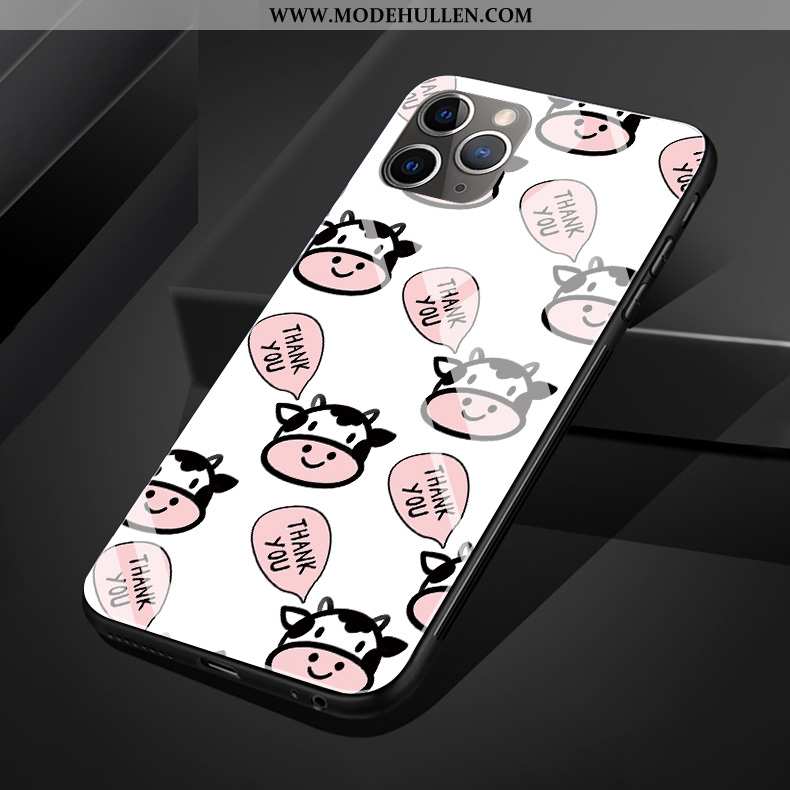 Hülle iPhone 11 Pro Max Original Silikon Glas Nette Karikatur Handy Schutz Schwarz