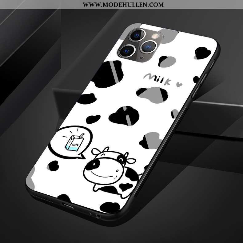 Hülle iPhone 11 Pro Max Original Silikon Glas Nette Karikatur Handy Schutz Schwarz