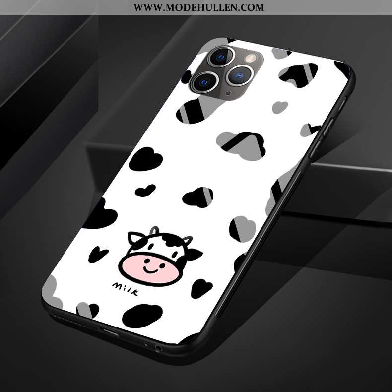 Hülle iPhone 11 Pro Max Original Silikon Glas Nette Karikatur Handy Schutz Schwarz