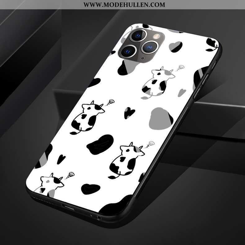 Hülle iPhone 11 Pro Max Original Silikon Glas Nette Karikatur Handy Schutz Schwarz