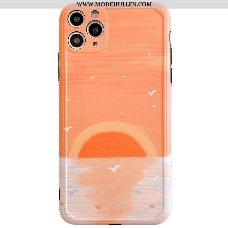 Hülle iPhone 11 Pro Max Schutz Persönlichkeit Handy Anti-sturz Kunst Orange Kreativ