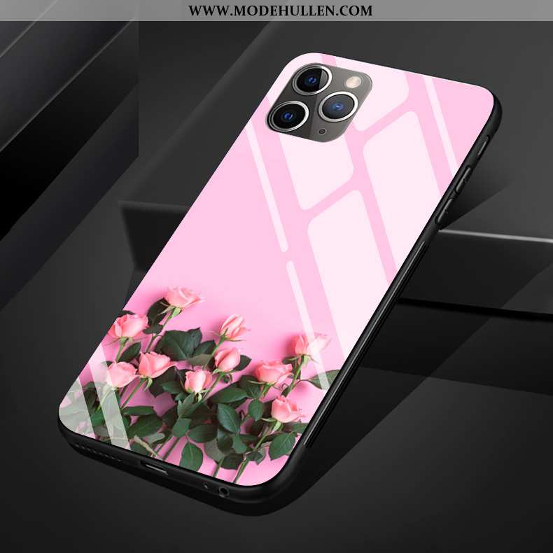 Hülle iPhone 11 Pro Max Silikon Schutz Persönlichkeit Weiß Glas Handy Blumen Weiße