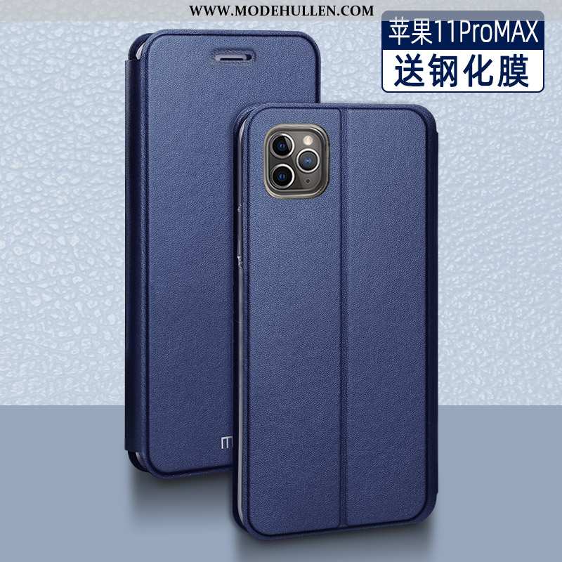 Hülle iPhone 11 Pro Max Trend Super Case Lederhülle Mesh Handy Dünne Dunkelblau