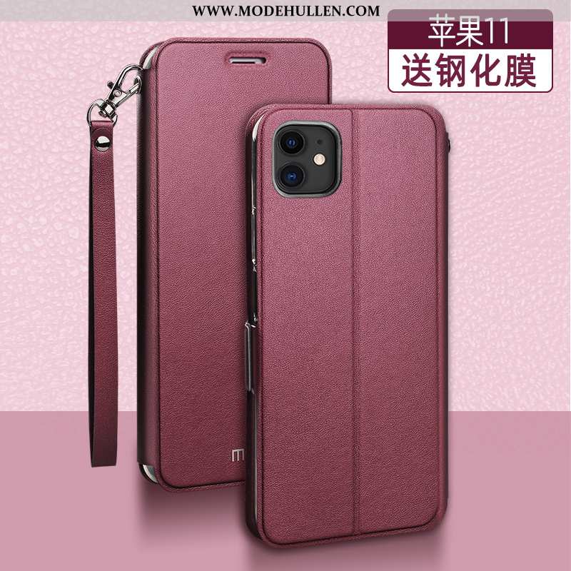 Hülle iPhone 11 Pro Max Trend Super Case Lederhülle Mesh Handy Dünne Dunkelblau