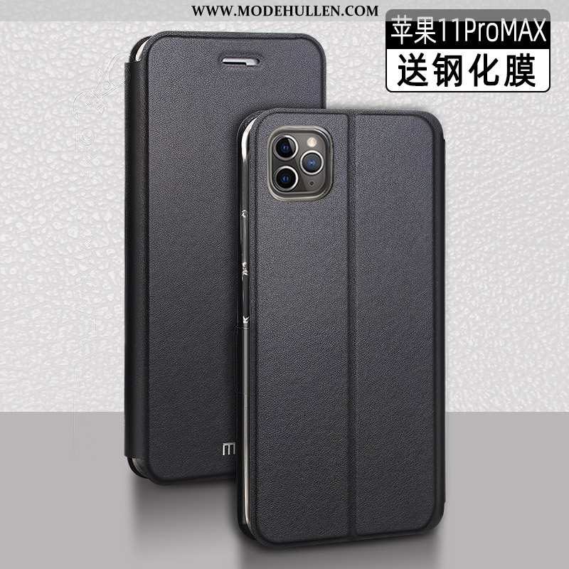 Hülle iPhone 11 Pro Max Trend Super Case Lederhülle Mesh Handy Dünne Dunkelblau