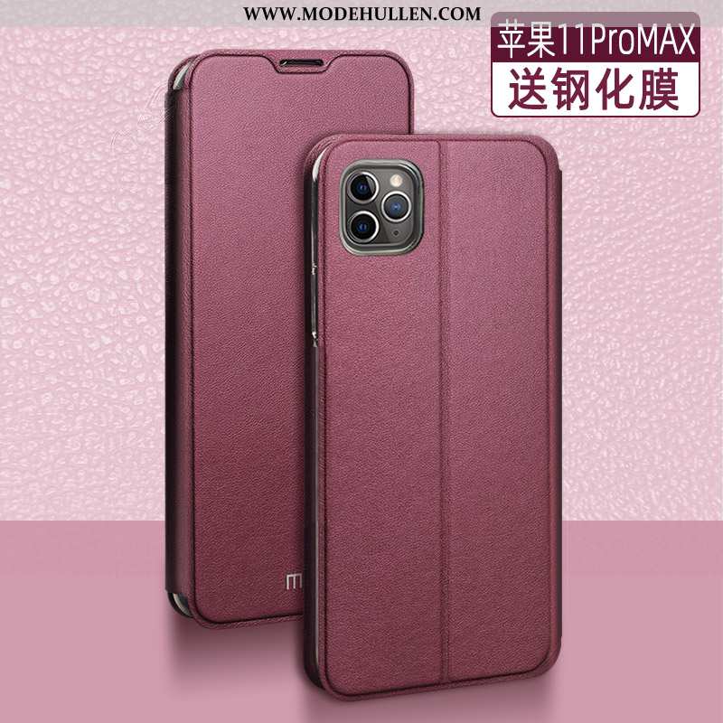 Hülle iPhone 11 Pro Max Trend Super Case Lederhülle Mesh Handy Dünne Dunkelblau