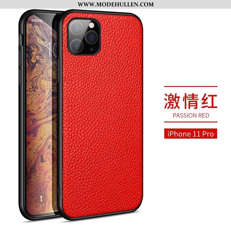 Hülle iPhone 11 Pro Mode Echt Leder Rot Business Handy Schutz Rote