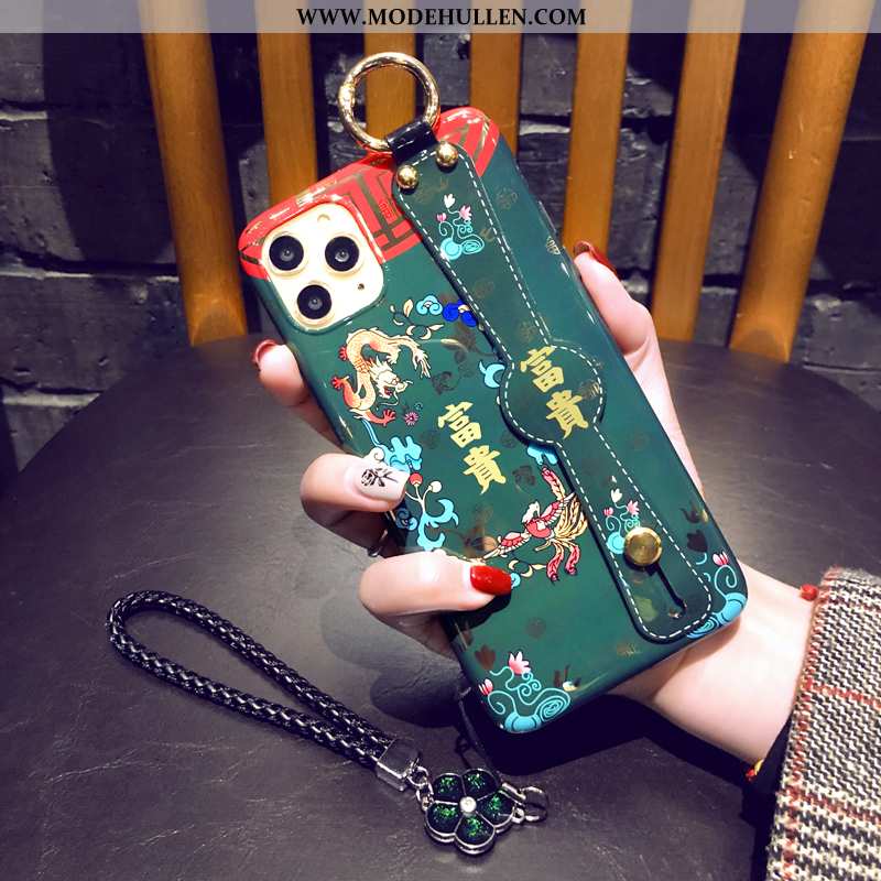 Hülle iPhone 11 Pro Schutz Hängende Verzierungen Blau Case Chinesische Art Handy