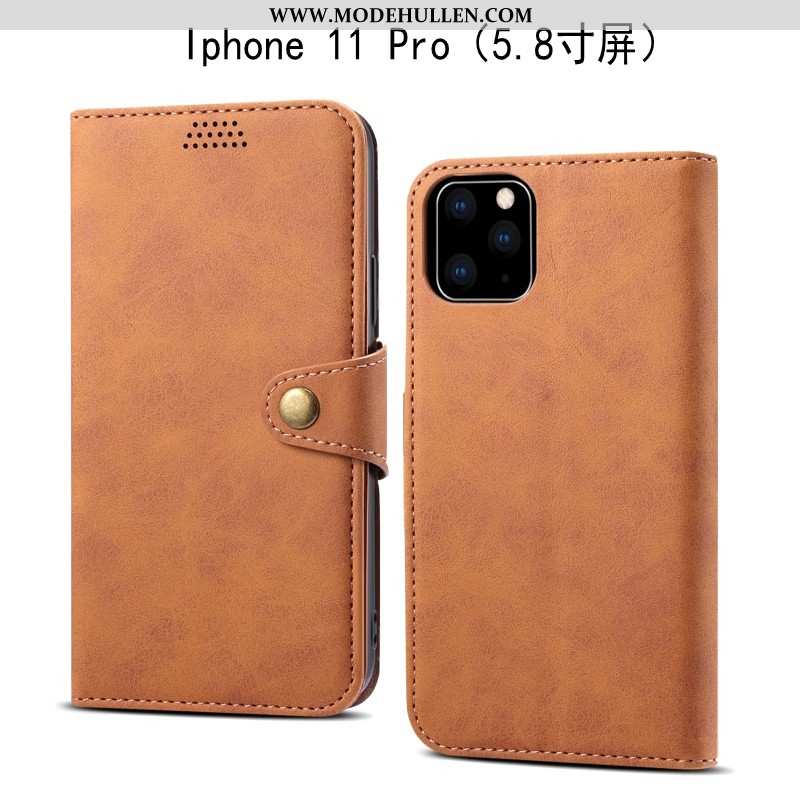 Hülle iPhone 11 Pro Schutz Lederhülle Weiche Folio Anti-sturz Rot Rote