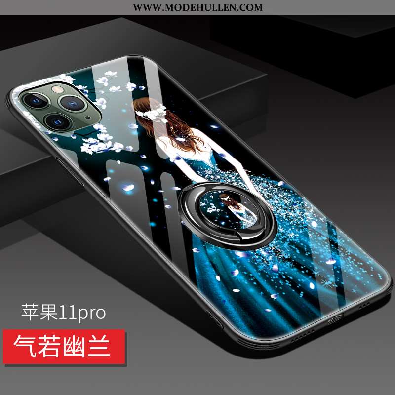 Hülle iPhone 11 Pro Silikon Schutz Schwarz Glas Ring Alles Inklusive Anti-sturz