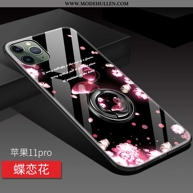 Hülle iPhone 11 Pro Silikon Schutz Schwarz Glas Ring Alles Inklusive Anti-sturz