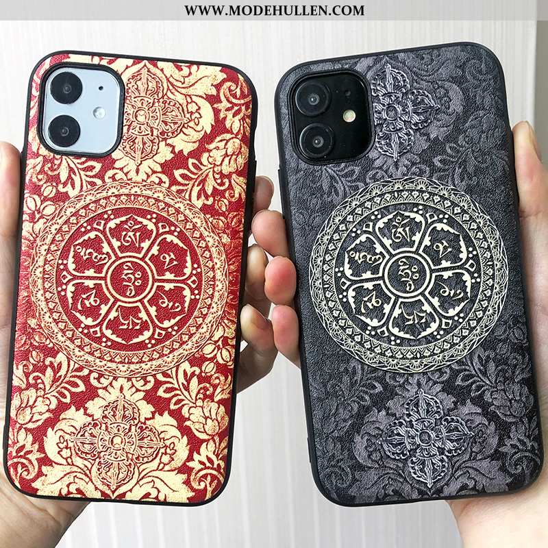 Hülle iPhone 11 Trend Prägung Chinesische Art Buddha Seide Dreidimensional Rote