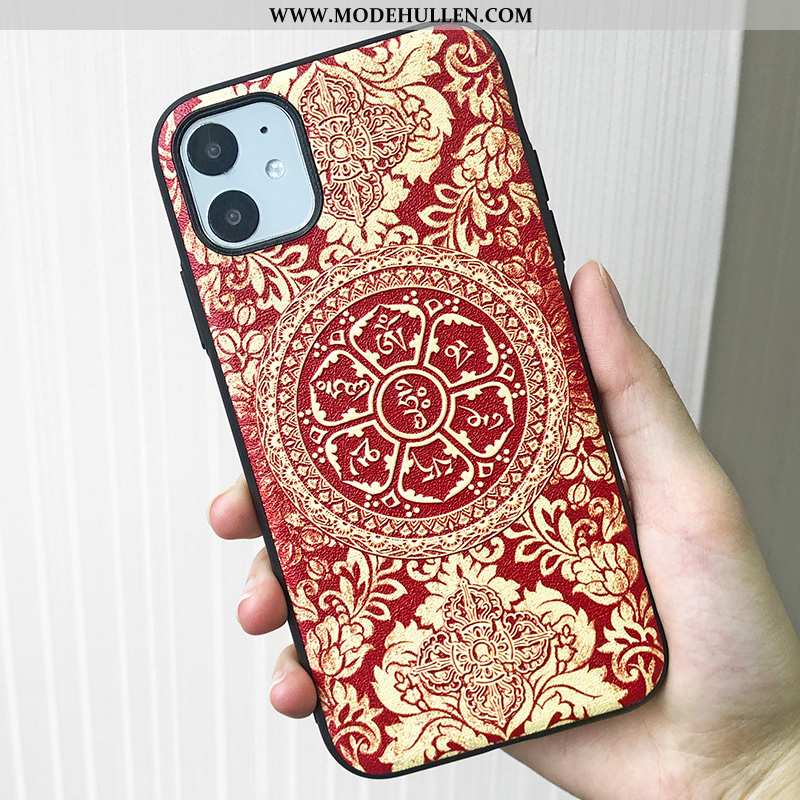 Hülle iPhone 11 Trend Prägung Chinesische Art Buddha Seide Dreidimensional Rote