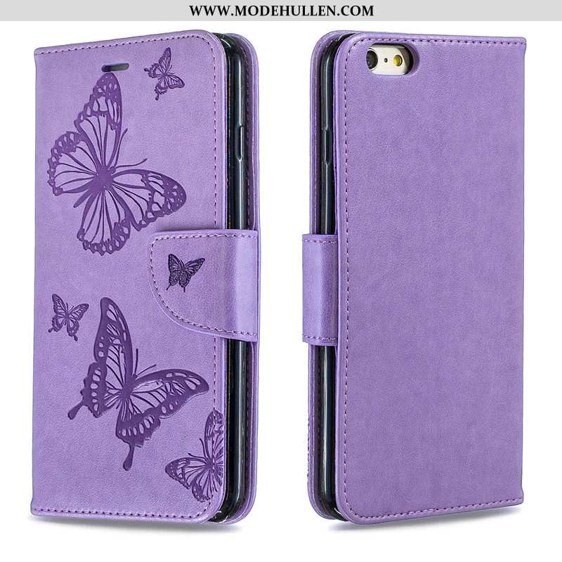 Hülle iPhone 6/6s Plus Hängende Verzierungen Prägung Einfarbig Leder Schmetterling Schutz Rosa