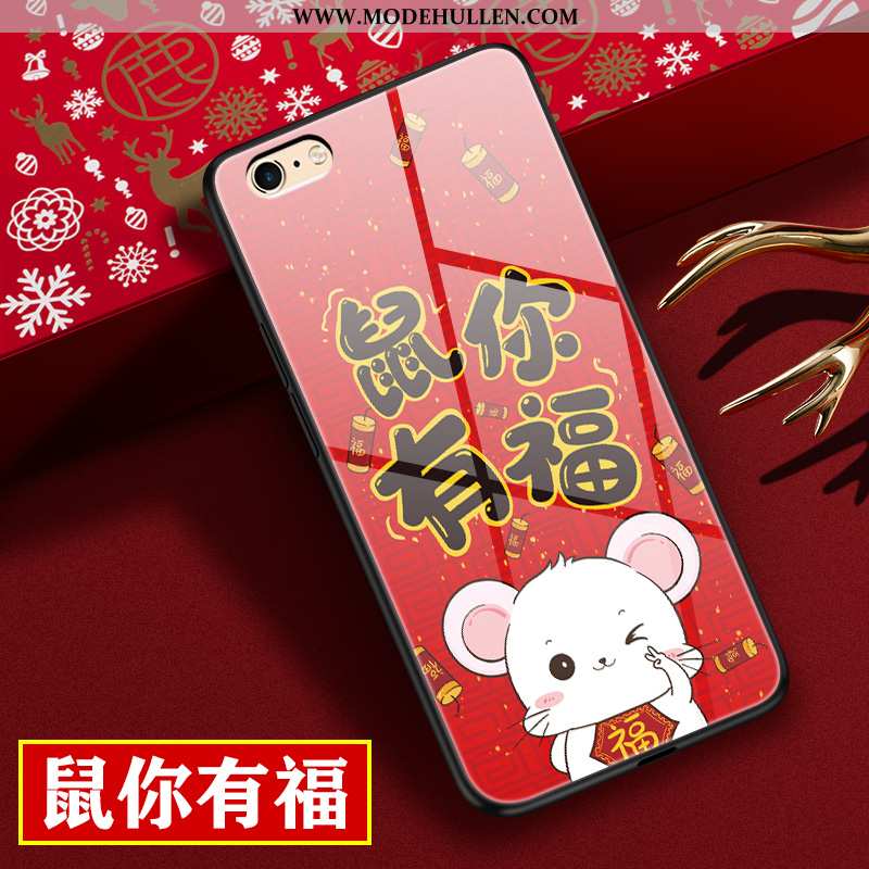 Hülle iPhone 6/6s Silikon Schutz Glas Case Rot Handy Anti-sturz Rote