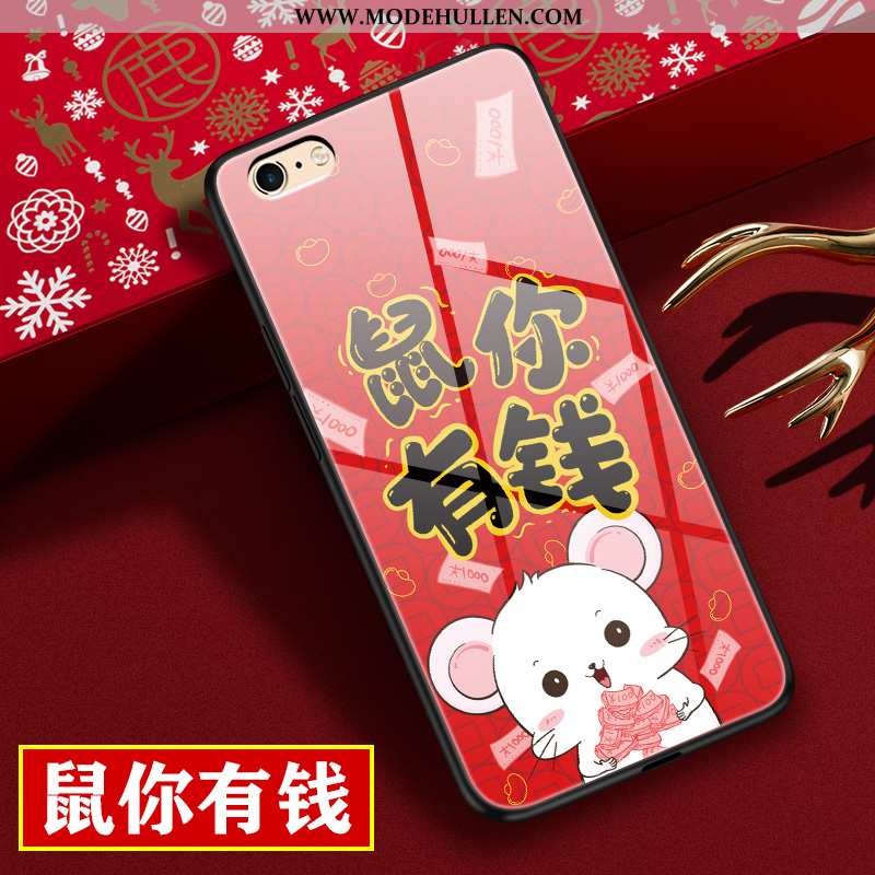 Hülle iPhone 6/6s Silikon Schutz Glas Case Rot Handy Anti-sturz Rote