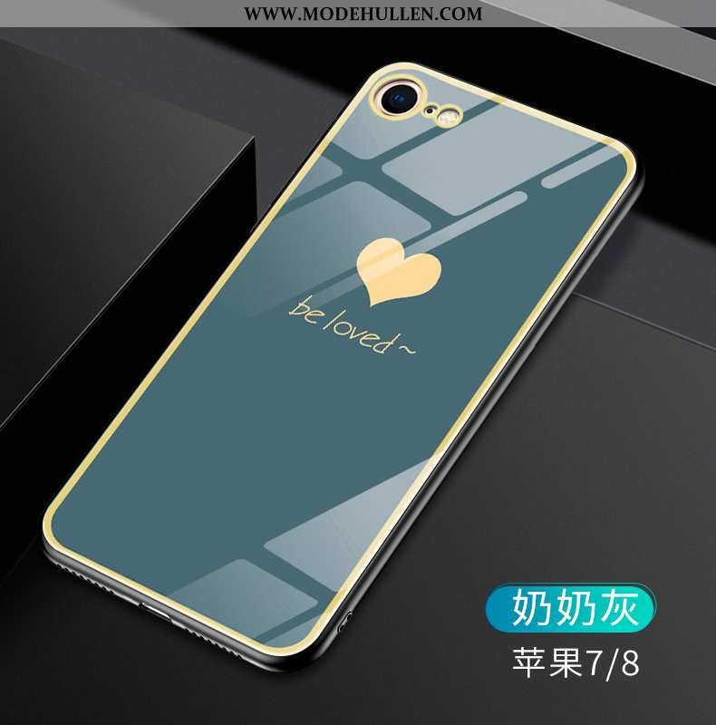 Hülle iPhone 7 Glas Persönlichkeit Handy Grau Netto Rot Einfassung Grün