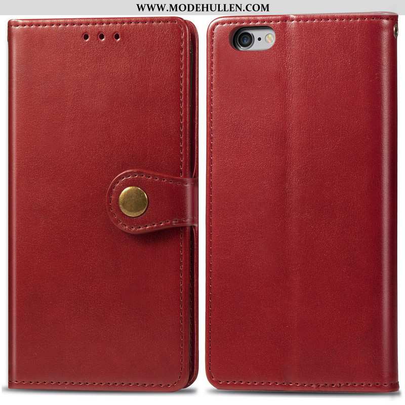Hülle iPhone 7 Lederhülle Hängende Verzierungen Business Einfach Folio Einfarbig Case Rote