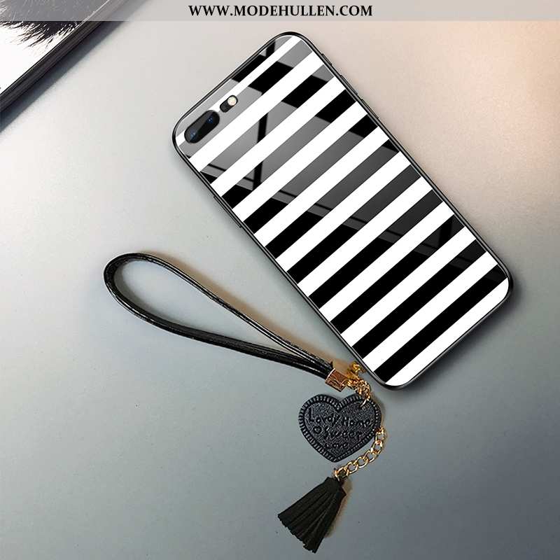 Hülle iPhone 7 Plus Glas Silikon Handy Anti-sturz Schwarz Schutz Weiß