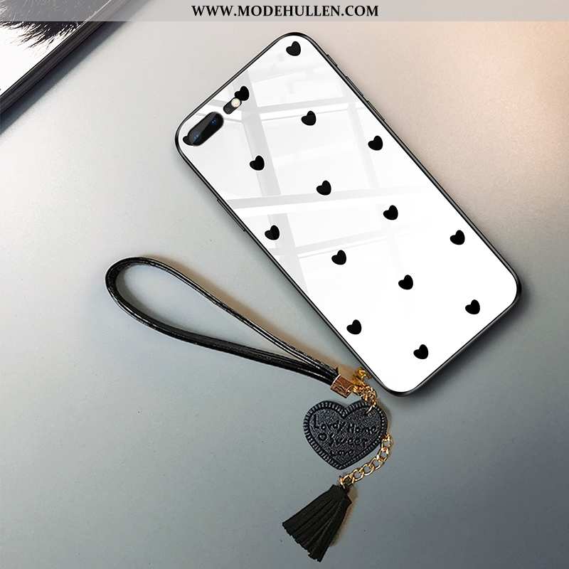 Hülle iPhone 7 Plus Glas Silikon Handy Anti-sturz Schwarz Schutz Weiß