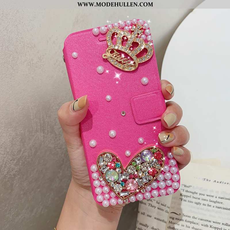 Hülle iPhone 7 Plus Lederhülle Schutz Case Strass Einfassung Schwarz