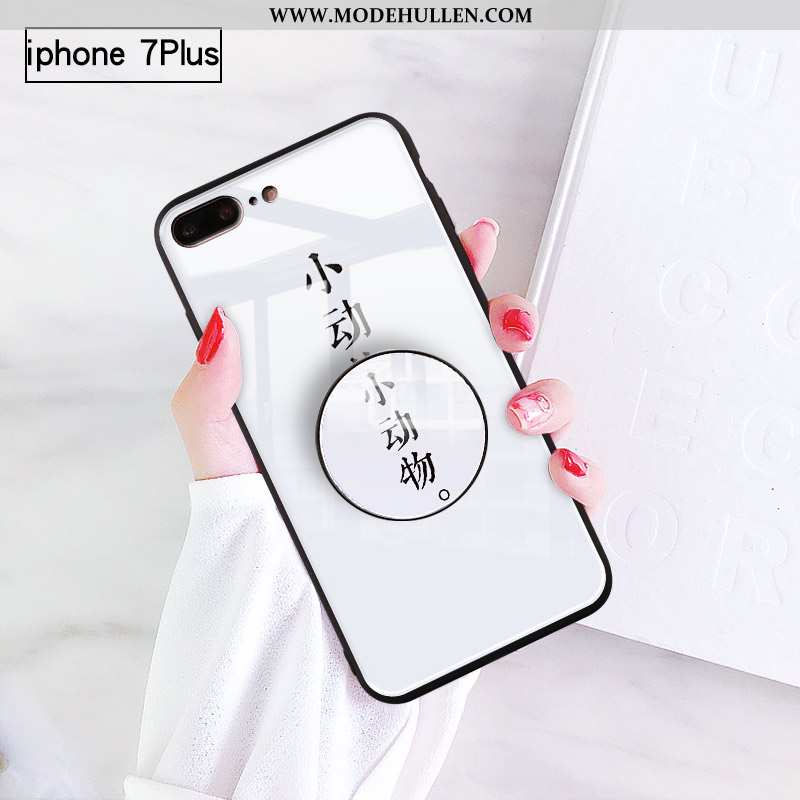 Hülle iPhone 7 Plus Persönlichkeit Schutz Weiß Glas Handy Liebhaber Halterung Weiße