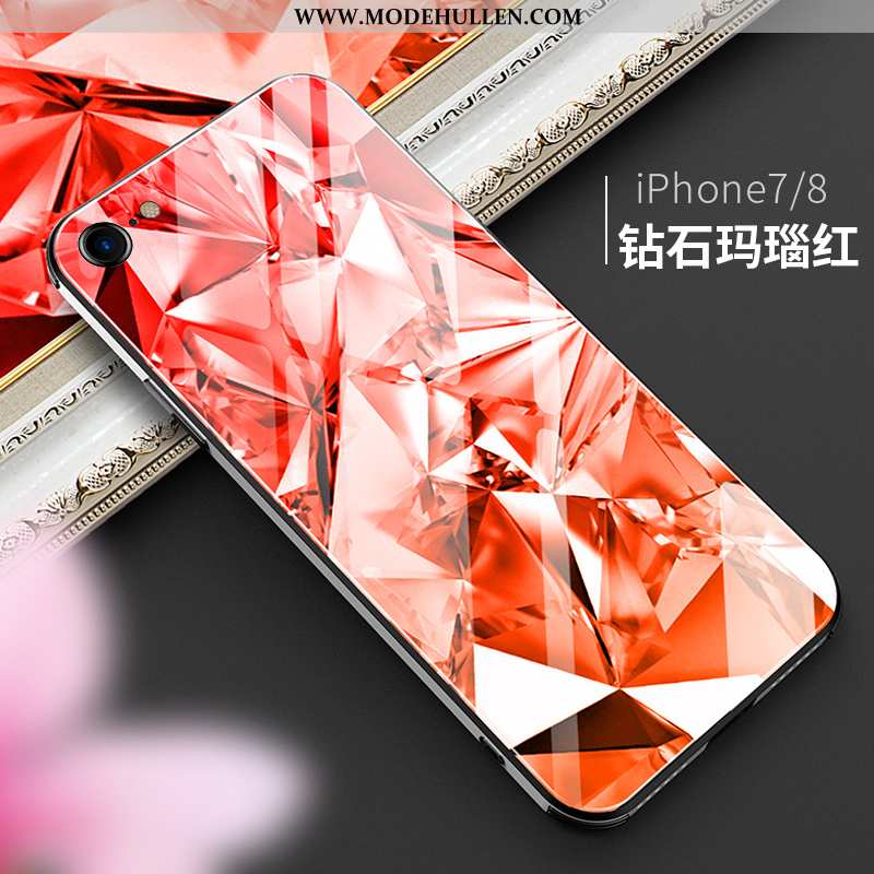 Hülle iPhone 7 Schutz Glas Grün Luxus Handy Persönlichkeit Netto Rot