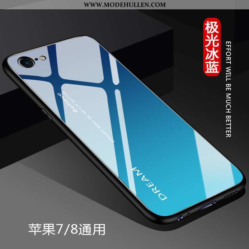 Hülle iPhone 7 Silikon Schutz Einfarbig Blau Farbverlauf Anti-sturz