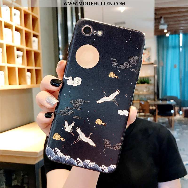 Hülle iPhone 7 Trend Silikon Mode Chinesische Art Schutz Case Schwarz