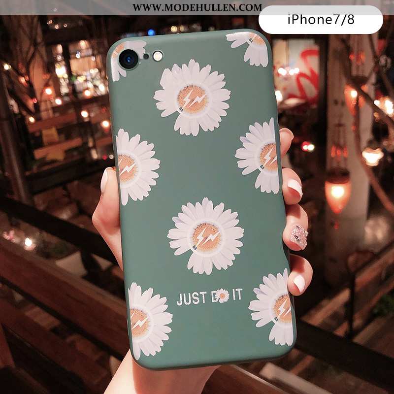 Hülle iPhone 7 Weiche Silikon Anti-sturz Nubuck Grün Blumen