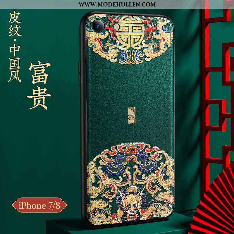 Hülle iPhone 8 Persönlichkeit Kreativ Silikon Trend Muster Anti-sturz Chinesische Art Grün