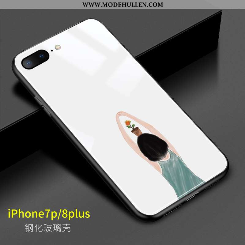Hülle iPhone 8 Plus Kreativ Nette Weiß Einfach Handy Glas Weiße
