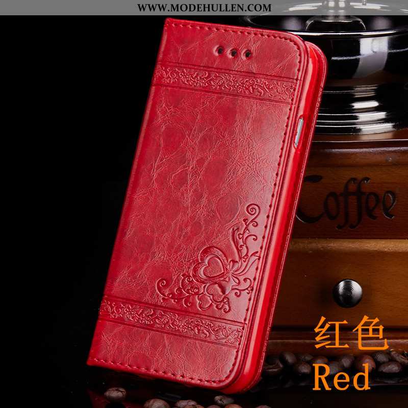 Hülle iPhone 8 Plus Schutz Lederhülle Case Handy Alles Inklusive Halterung Rot Rote